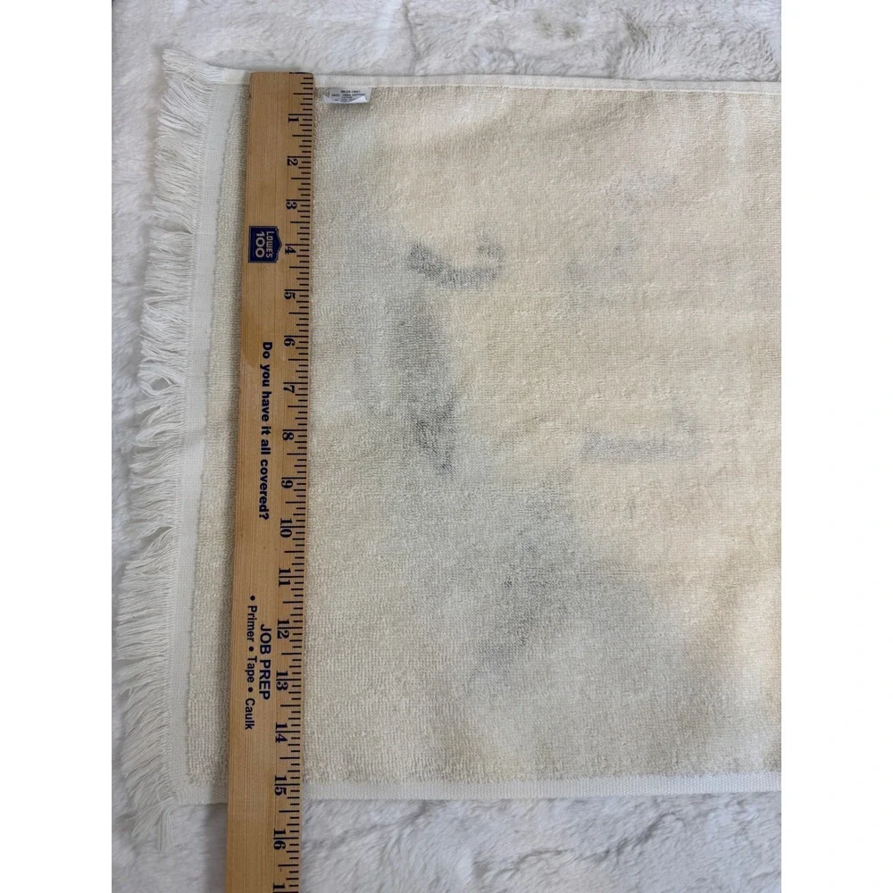 Vintage Stevens Canadian Geese Nature Hand Towel Fringe Cream Made in USA Cabin